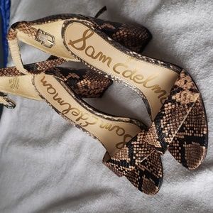Sam Edelman Yaro Ankle Strap Sandals Block Heels Snakeskin Snake print 6…